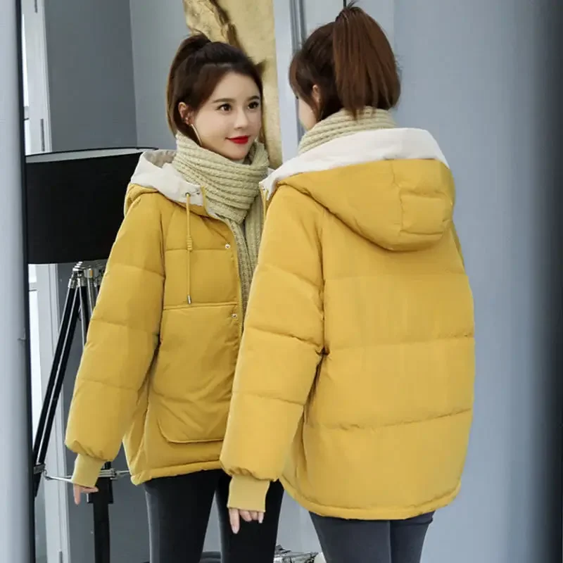 Neue Winter Damen Cold Coat Parkas super heiße Kapuze gepolsterte Jacke kurze Jacke plus Größe Jacke lose koreanische Mode