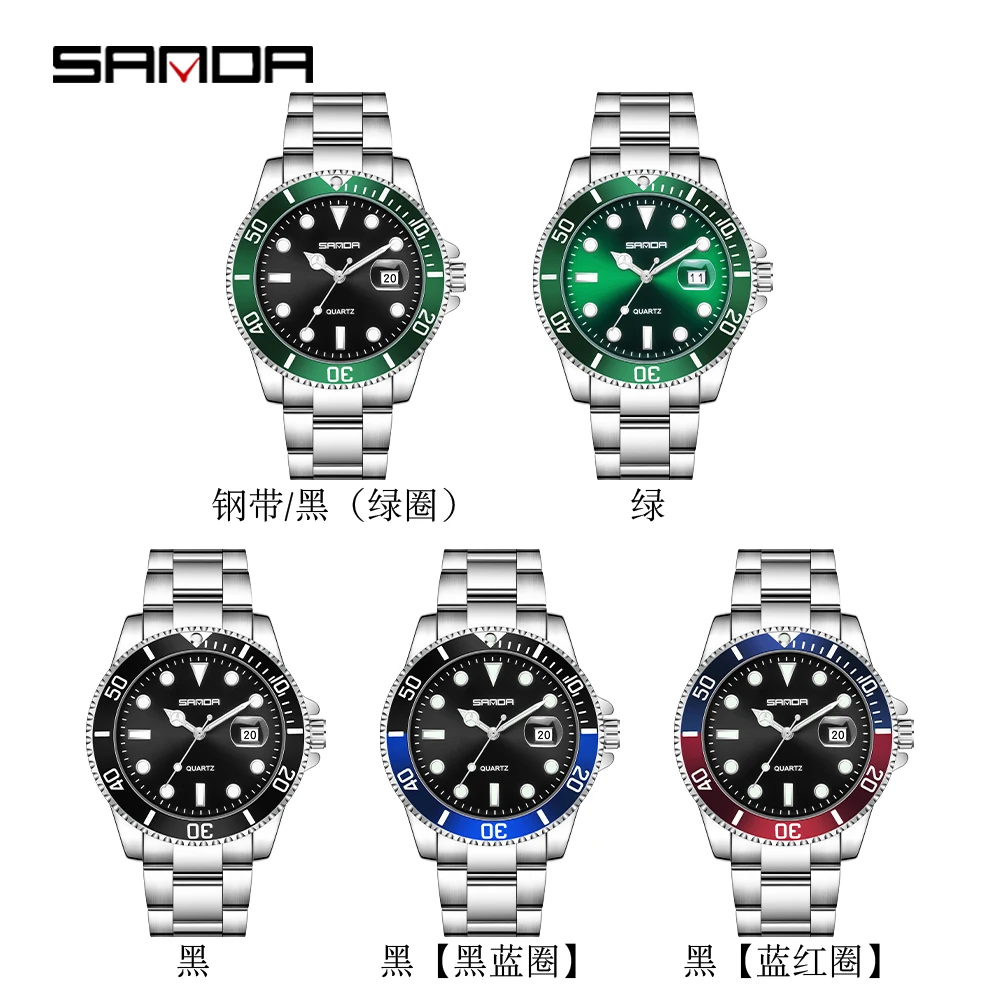 SANDA 1099 ساعة كوارتز بحزام فولاذي للرجال رياضية مقاومة للماء بتقويم واحد للأعمال ساعة كوارتز رجالية بسيطة وشخصية