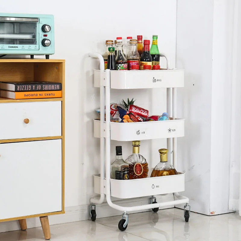 Storage Cart Wheeled Kitchen Trolley Organizer Kitchen Trolley Tea Trolley Home Multi-layer Storage Cart Household Small Cart