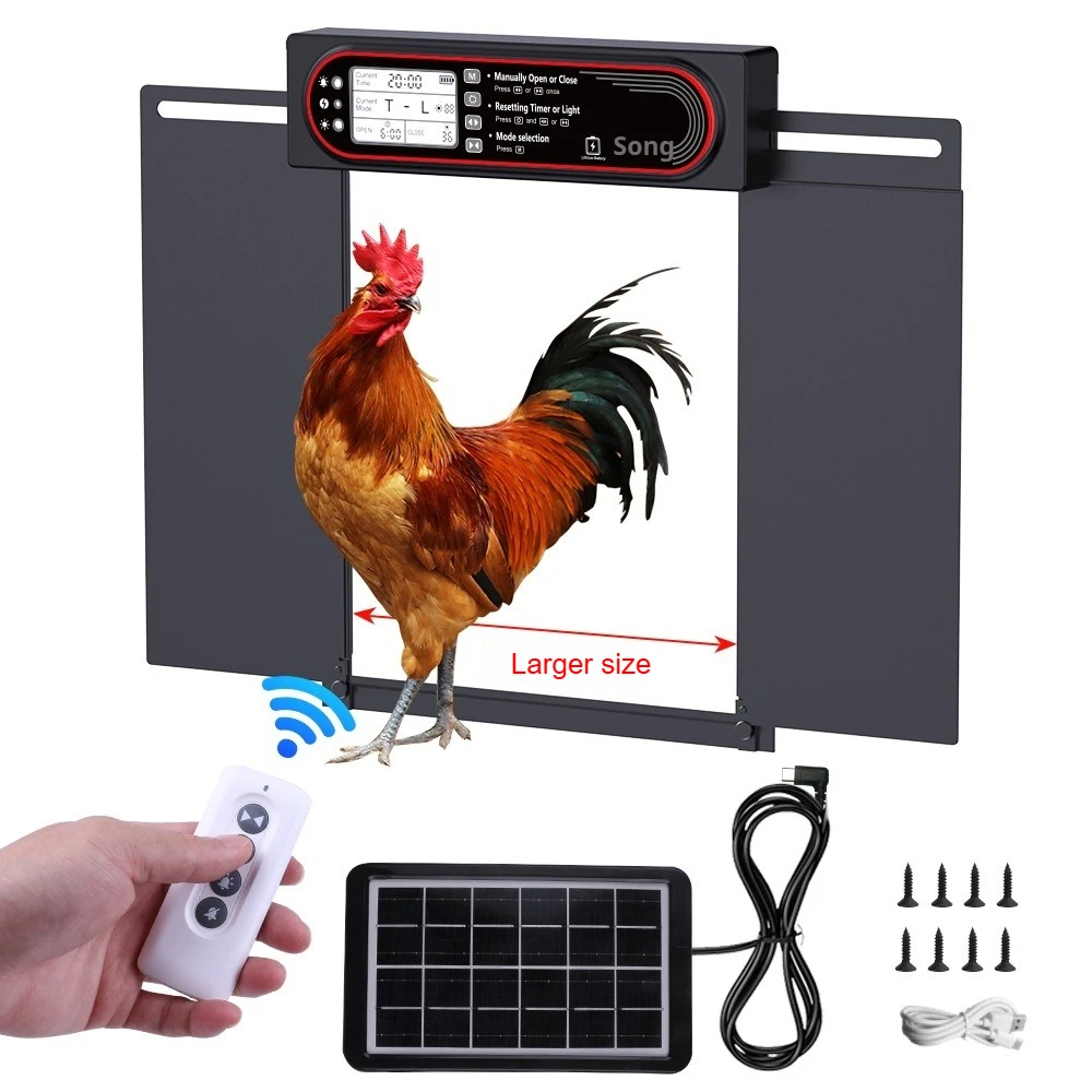 

Солнечная автоматическая дверь курятника/дверь для домашних животных — материал из алюминиевого сплава, светочувствительное управление, защита от защемления