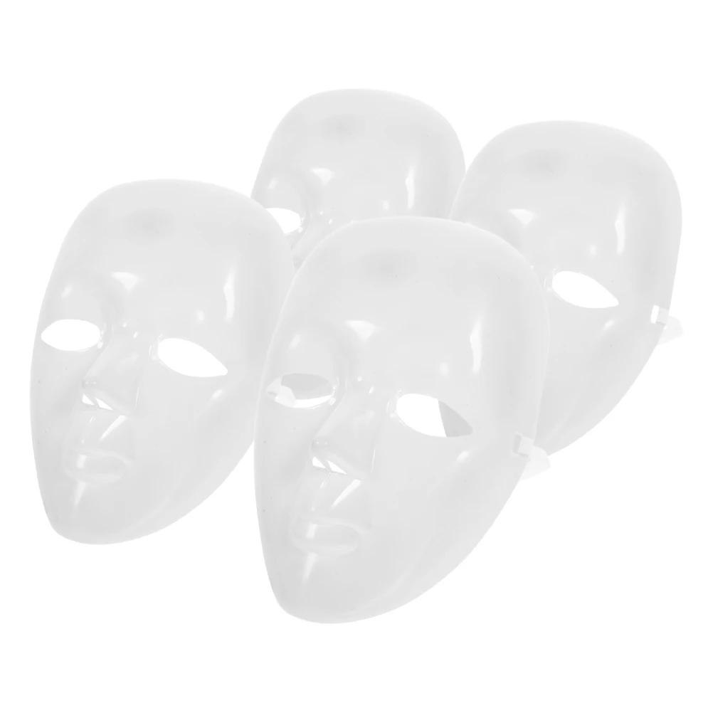

4pcs Blank White Masks For Diy Crafting Paintable Mask Halloween Masquerade Party Cosplay Festival Costume Plastic Face Mask