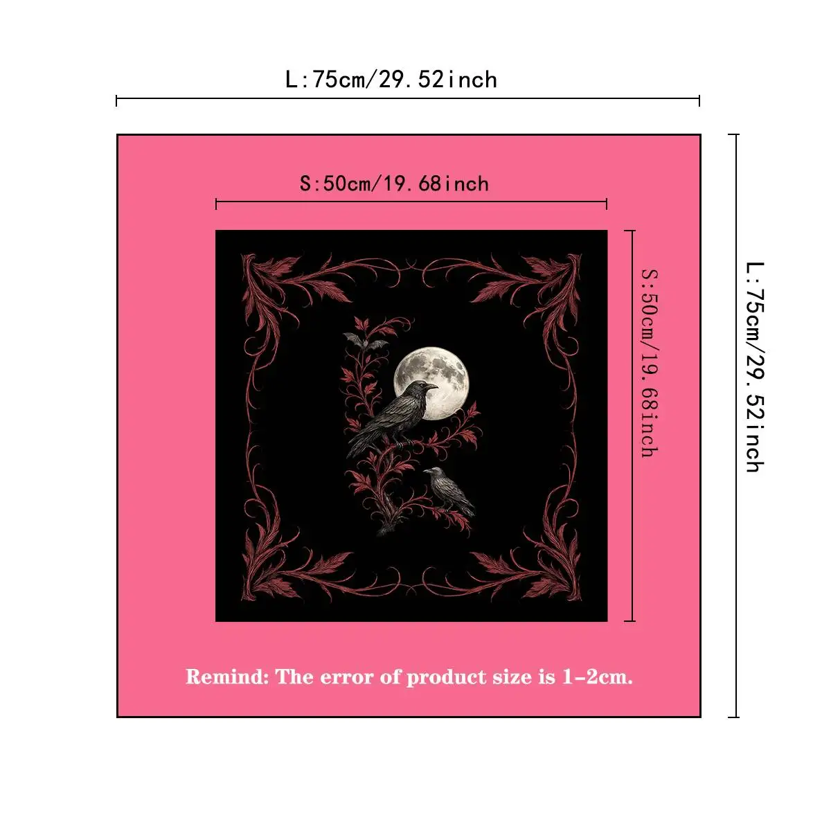 Triple Moon & Crow Altar Cloth Tarot Tablecloth For Spread Tarot Reading Cloth Floral Tapestry Witchcraft Board Game Card Pad view 6
