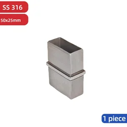 Rectangular Tube Connector 316 Stainless Steel Handrail Fitting in Mirror Polished Staircase Baluster