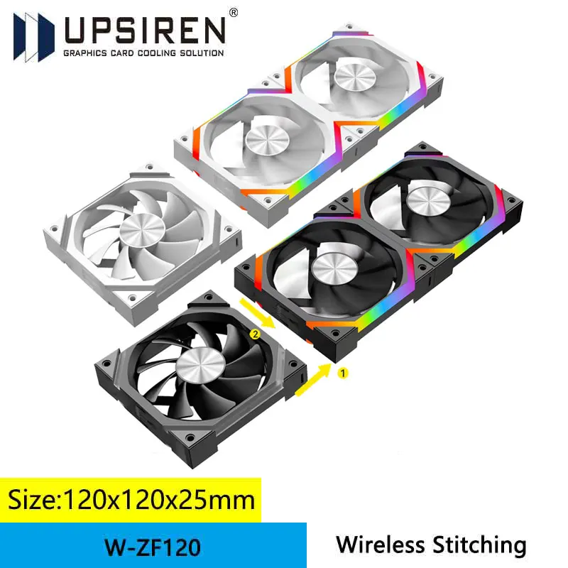 

UPSIREN W-ZF120 Computer case air cooling fan/Magic Wireless Stitching/120mm/5V 3PIN ARGB/12V 4PIN PWM/High-quality silent fan