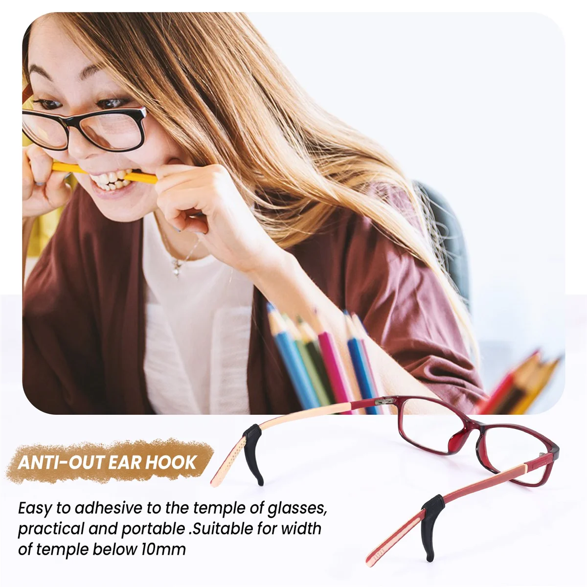 ABKB 1 пара очков/солнцезащитных очков/очков, держатель для наконечника с крючком для ушей --- черный