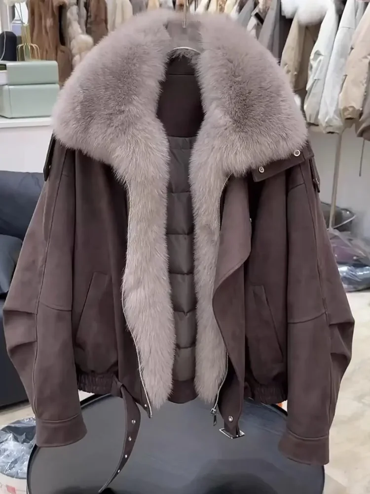 2022 Winter Thiened Design Sense Damen-Parka-Mantel mit großem Pelzkragen, Baumwolle, Jaet-Oberbekleidung, warm und bequem