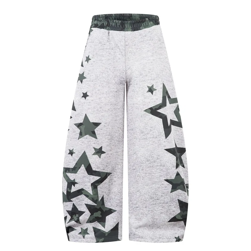 

American Fashion Brand Hip Hop Camouflage Splice Star Printing Knife Sweatpants Personality Loose Wide Leg Pants