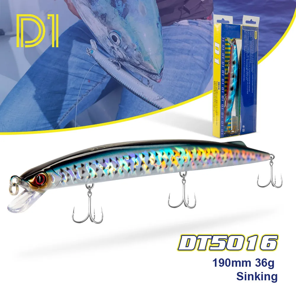 

Новинка, фрикционы D1 в виде гольяна, 190 мм, 36 г, опускающиеся на троллинге приманки на глубину 0,6-0,9 м, длинный заброс, Джеркбейт, морская приманка