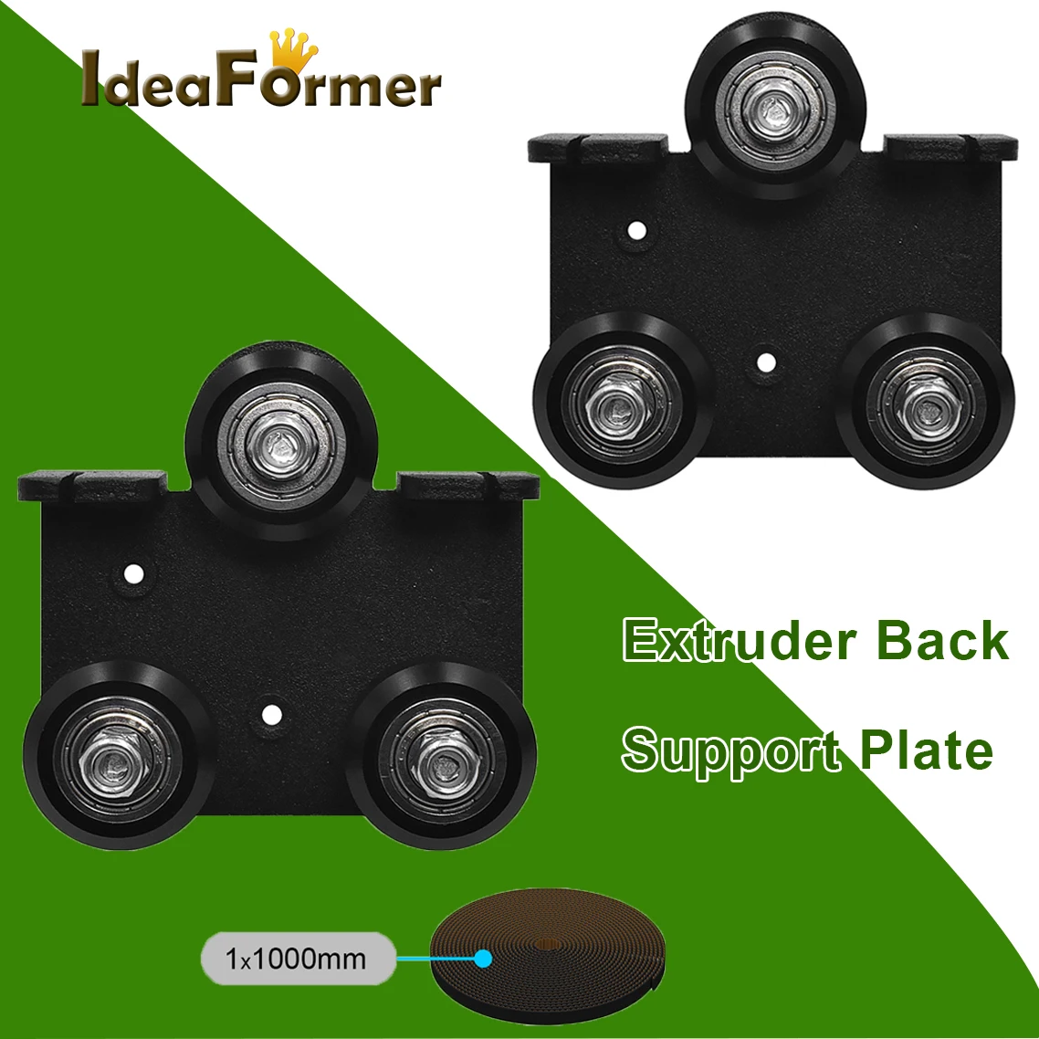 IdeaFormer Upgrade Extruder Back Support Plate with 3pcs POM Pulley and 1 Meter Timing Belt for Ender 3 Mega etc FDM 3D Printer