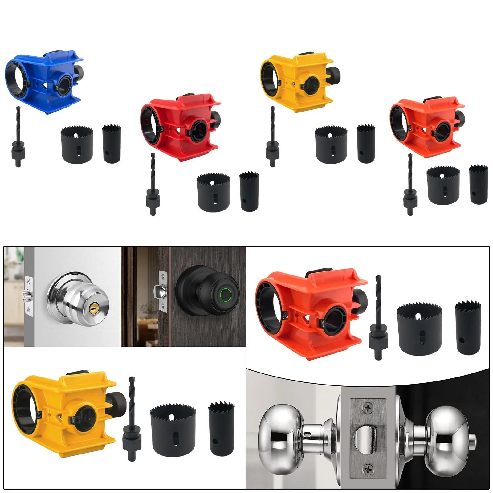 Door Lock Installation Kit Door Lock Jig Sturdy Hardware Precision Locks Mortiser with Guide Template 2 Adjustable Bushings