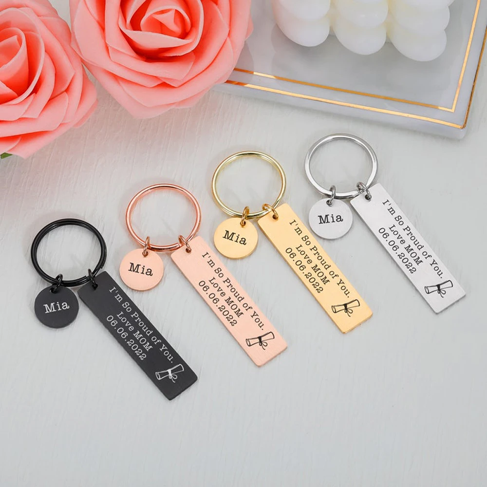 I'm Proud of you Customized Achievement Gifts Good Souvenirs from Mom and Dad Children's Graduation Keyring Gift