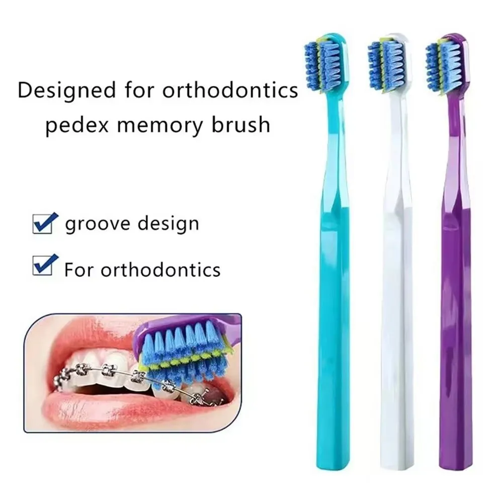 Professional Orthodontic Toothbrush Soft Bristle Interdental Brush Orthodontic Braces Brush For Adult Oral Hygiene Care Tool