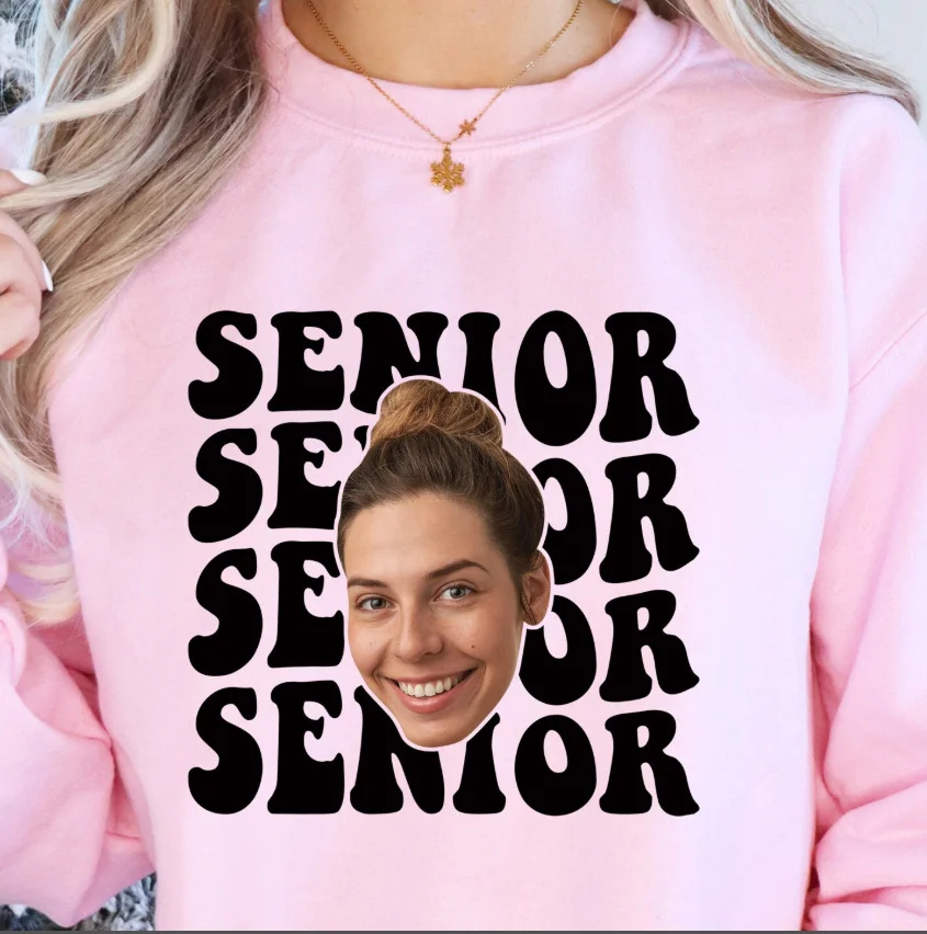 Personalized Senior Face Name Sweatshirts Customized Logo Text Funny Photos Sweatshirt for Men Women Class Party Team Activity