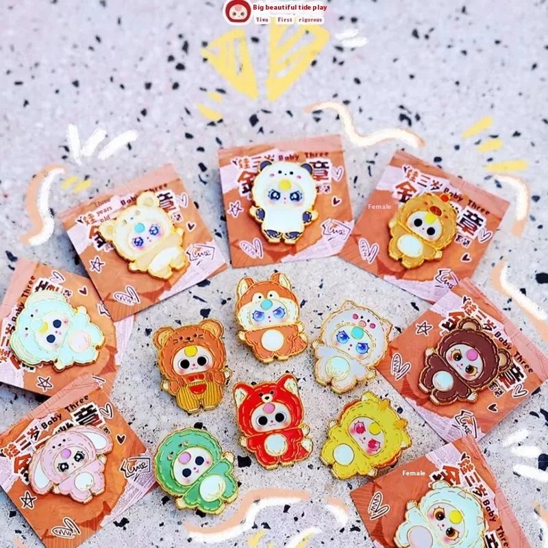 

Hot Baby Three 40Pcs Badge With Numbered Surprise Blind Box Trend Cute Cartoon Pendant Toys Animal Enamel Phnom Penh Collection