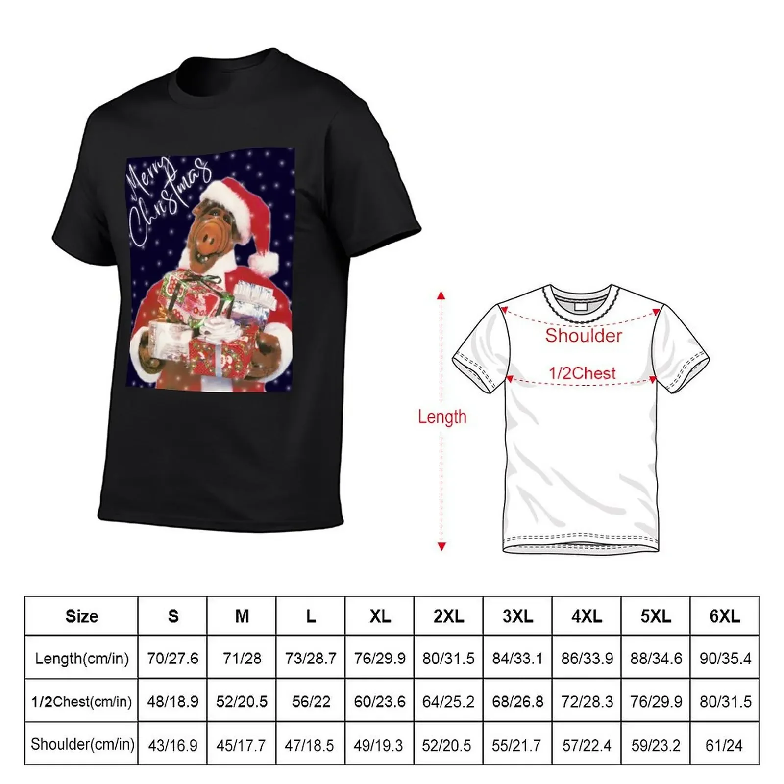 ALF Weihnachts-T-Shirt, Anime-T-Shirts, Grafik, Übergröße, Kleidung, Hemden, Herren, Grafik