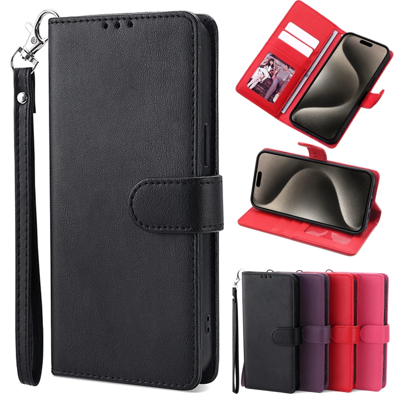 Einfarbige PU-Leder-Handyhülle für Samsung Galaxy S26 S25 S24 S23 S22 S21 Plus Ultra FE Edge 5G magnetische sturzsichere Taschen