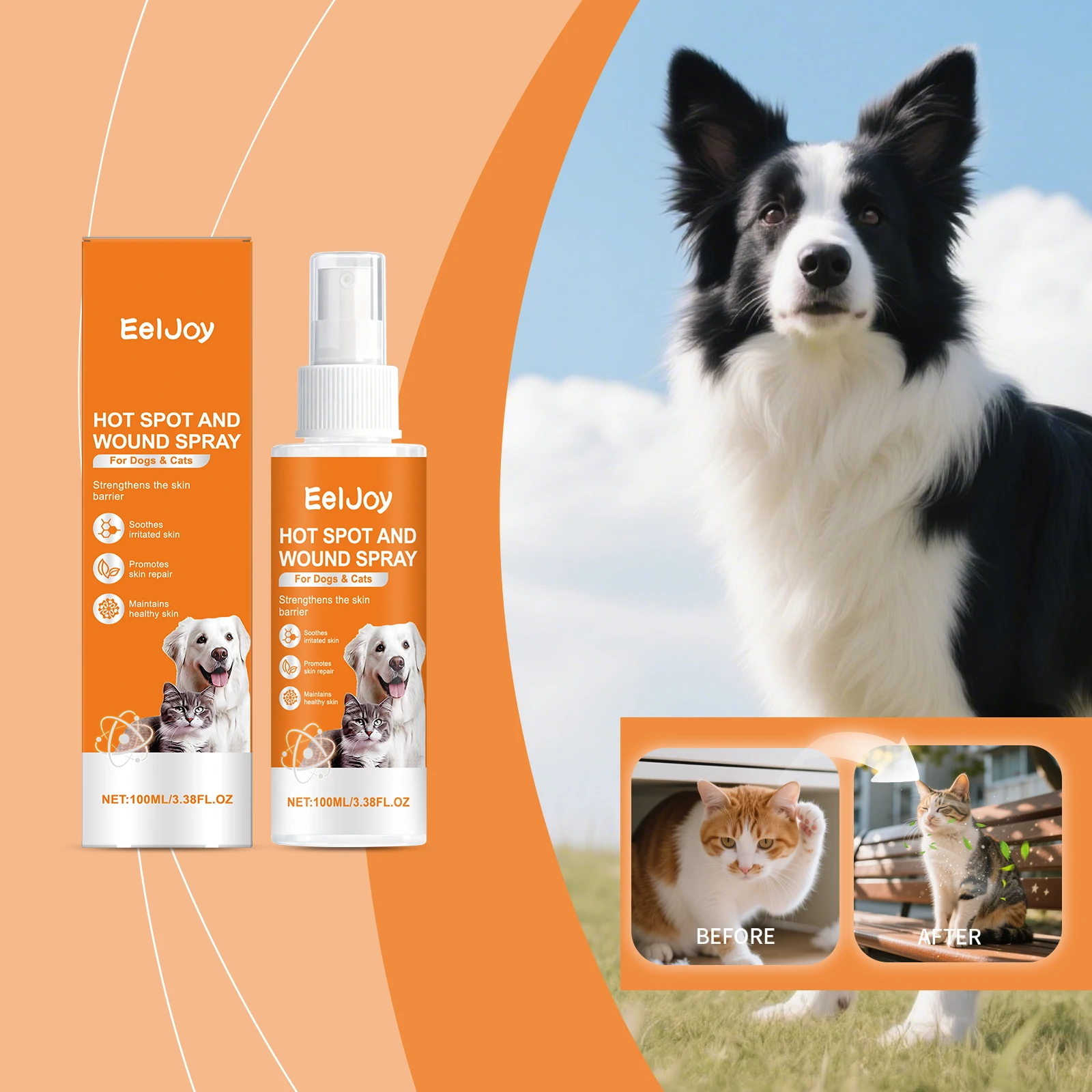 Pet Skin Care Spray Clean Soothe Irritation Calm Relieve Dryness Moisturize Skin Barrier Repair Portable Dogs Cats Mite Remover