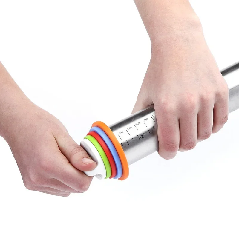 17Inch Adjustable Scale Thickness Rulers Rolling Pin, Stainless Steel Rolling Pin for Baking Dough, Pizza, Fondant, Cookies, Pie