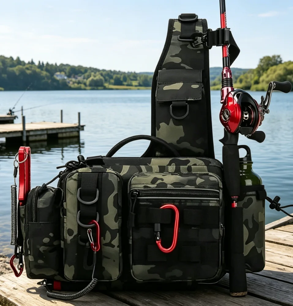 Brand New Fishing Equipment Bag with Pole Holder, Large Capacity Outdoor Sports Bag