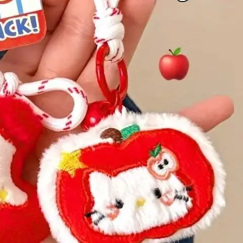 

1/4 шт., плюшевая кукла Sanrio с изображением яблока, кулон, милый брелок «Hello Kitty», сумка, украшения, универсальный декор, брелок, аксессуары, подарок