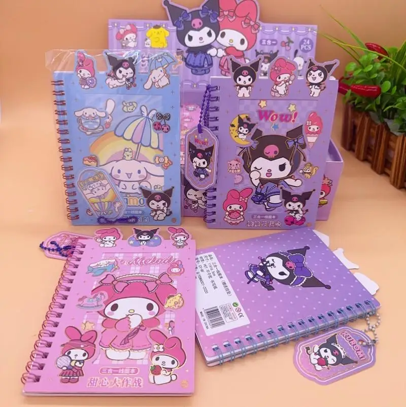 Sanrio Hand Ledger Hello Kitty Kawaii Cartoon Coil Book Kuromi Cute Cartoon Notebook Fashion Portable Student Stationery2024 Kit