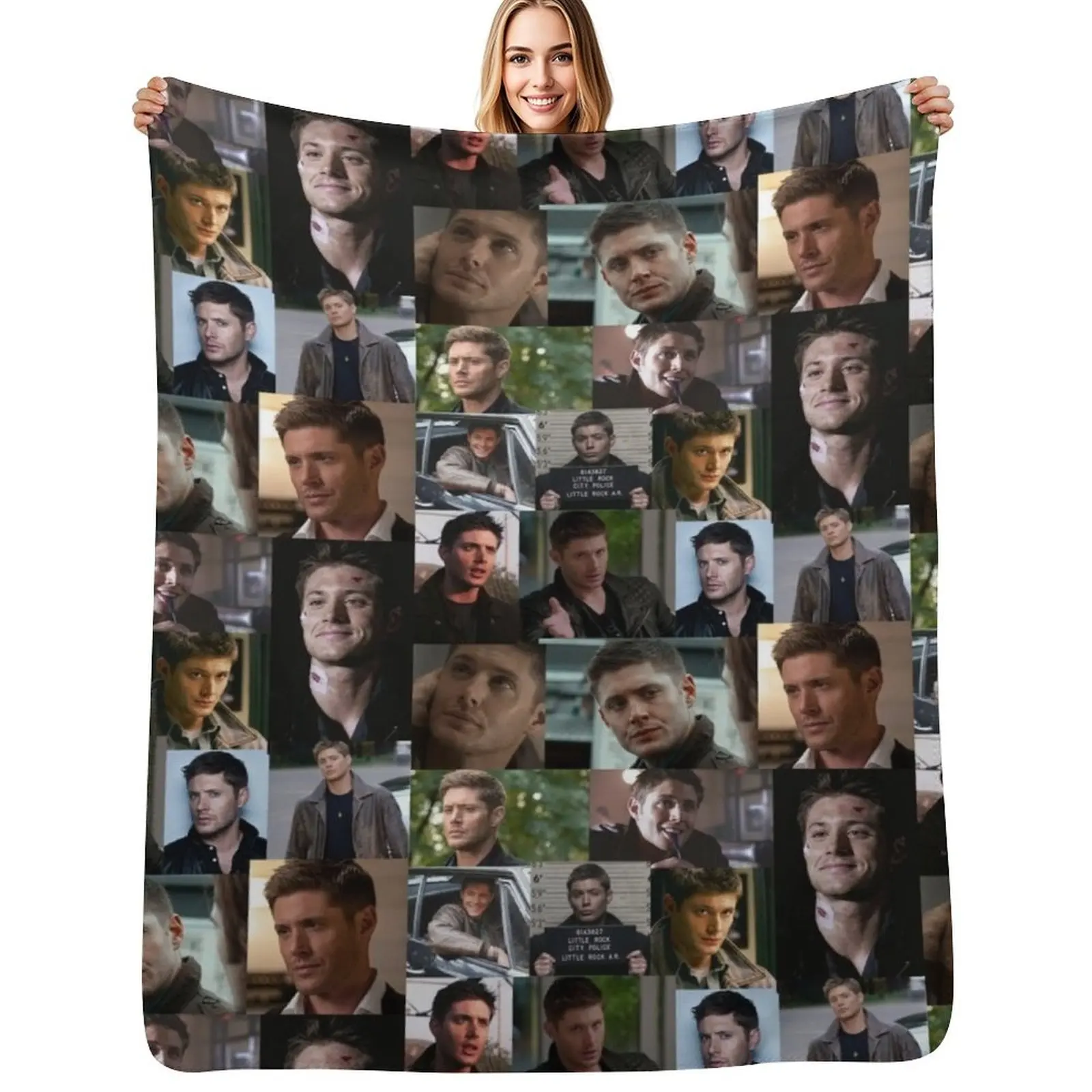 Dean Winchester Collage Throw Blanket Portable Lightweight Blanket for Travel Camping