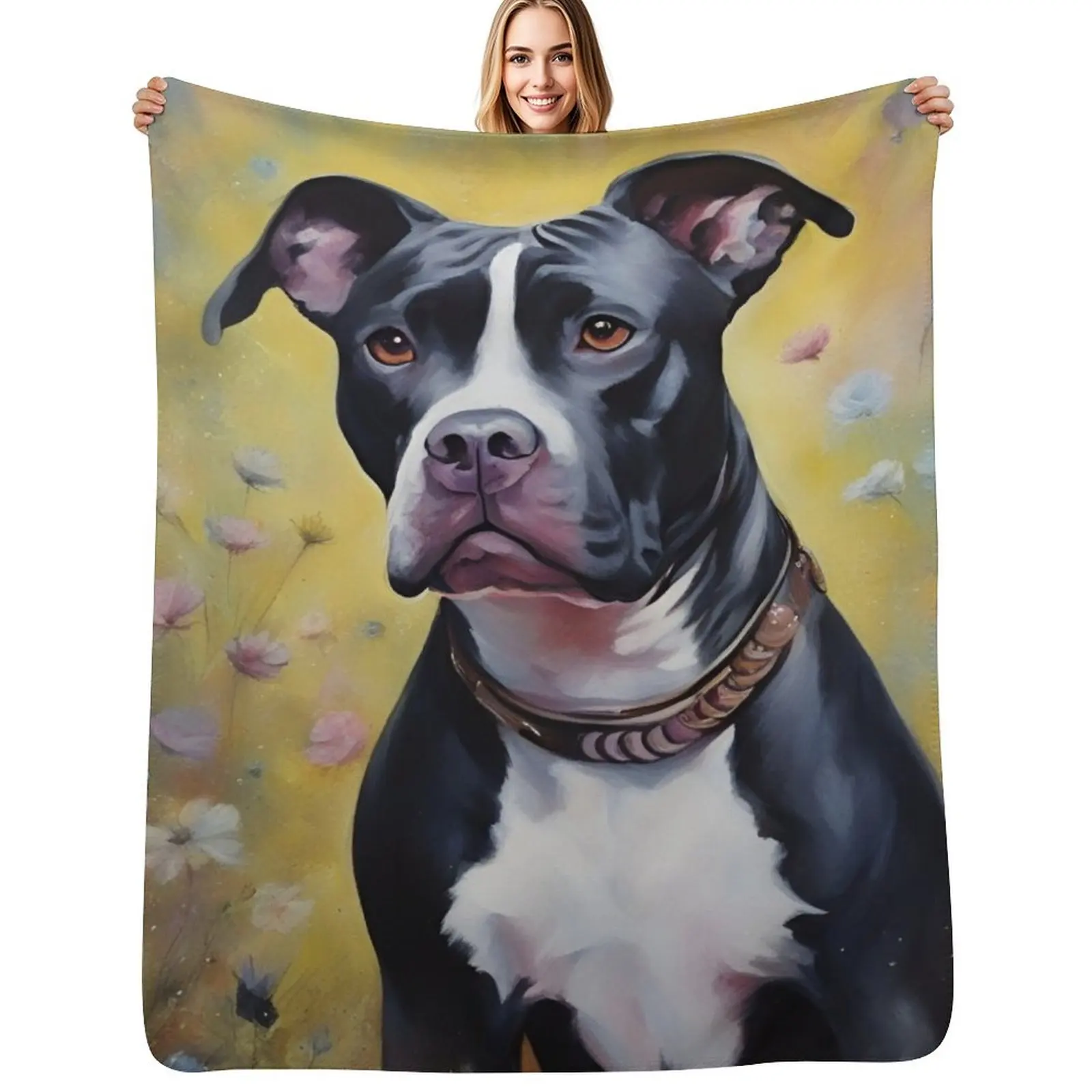 Black and White Pitbull Dog Throw Blanket Hair manga Baby Luxury wednesday warm winter Blankets