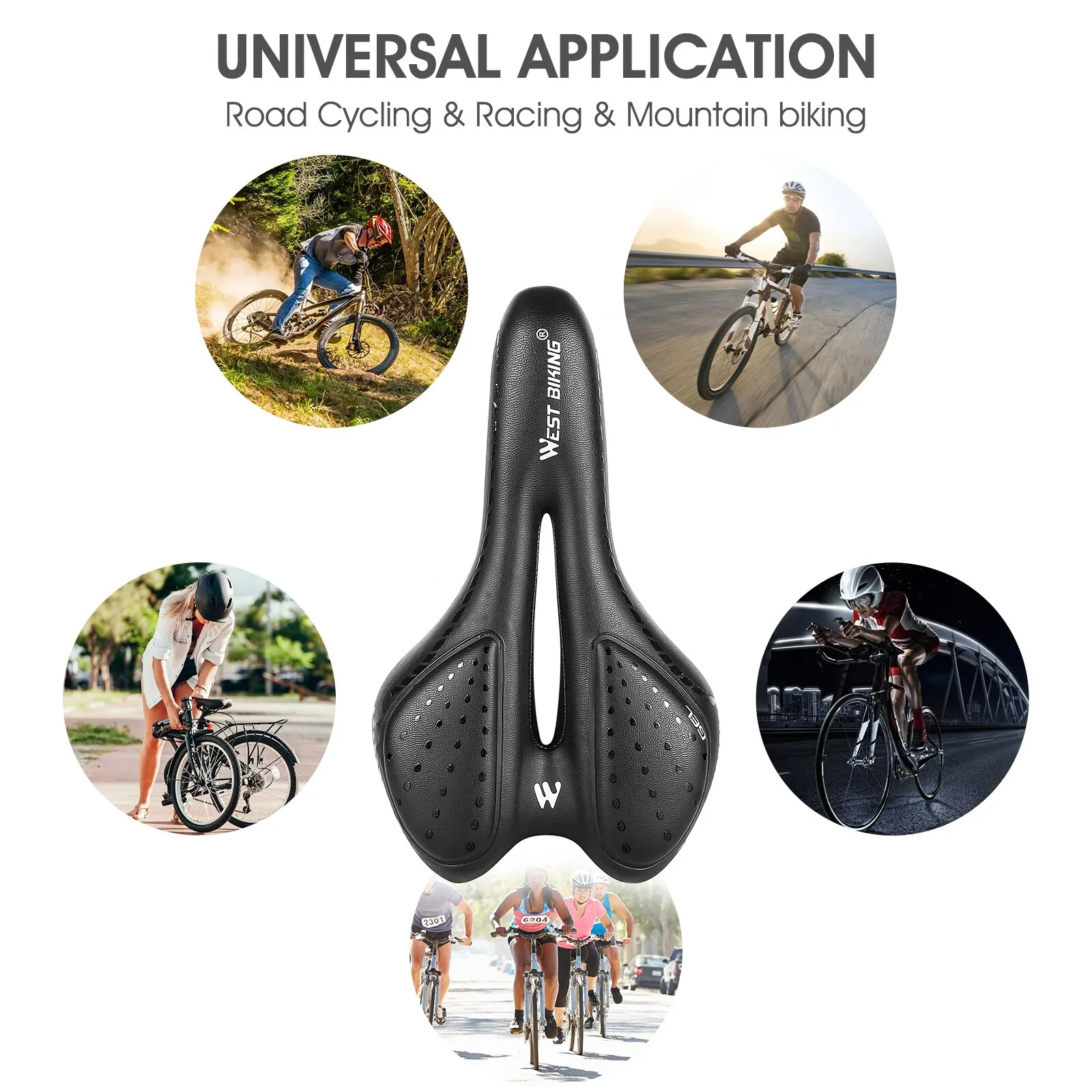 WEST BIKING Bike Saddle MTB Mountain Road Bicycle Seat PU Leather Gel Painless Cycling Cushion BMX Comfortable Shockproof Parts