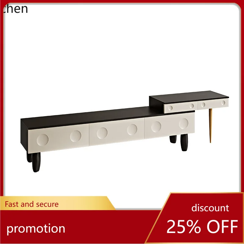 

ZML Telescopic TV Cabinet Living Room Household Small Apartment Storage Cabinet Integrated Multi-Functional