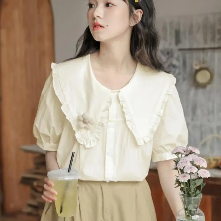 

plus Size 300 Pounds Sweet Female Shirt Versatile Style Korean Loose Fit Long Sleeve Spring Summer Women's Workwear