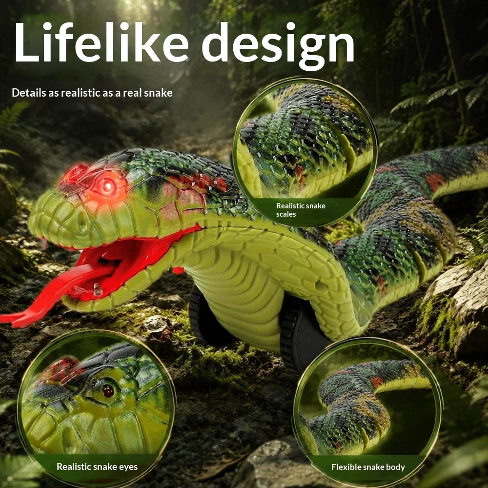Interactive Electronic Pet Snake Toy 2.4G Remote Control Realistic Snake with Light and Shaking Movement Fun Prank Toy
