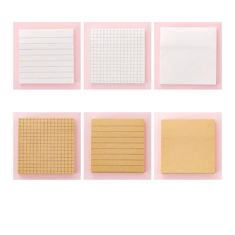 Em branco Horizontal Line Sticky Note Pad, Creative Student Message Notes, Can Paste Note Paper, N Times Paste, 6 opções, 80 pcs