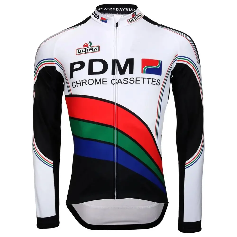 PDM Retro Classic Men Spring Summer Cycling Jerseys Long Sleeve Racing Bicycle Clothing Maillot Ropa Ciclismo