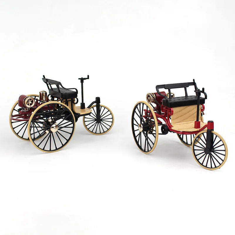 빈티지 클래식 삼륜차 모델 금속 다이캐스트 세 바퀴 시뮬레이션 삼륜차 장난감 1:12 미니어처 모델 데스크탑 장식품