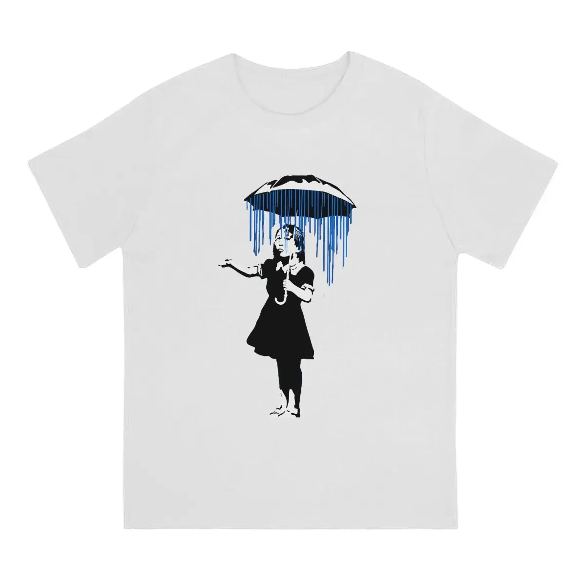 Men's Raining on the Inside T Shirt Banksy Street Graffiti Artist Pure Cotton Clothing Leisure Short Sleeve Round Neck Tee Shirt
