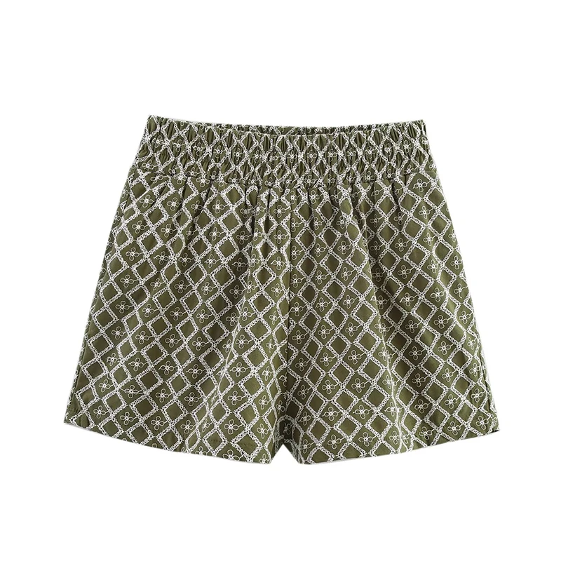 

Лето 2025 г., женские повседневные шорты с эластичной резинкой на талии и вышивкой