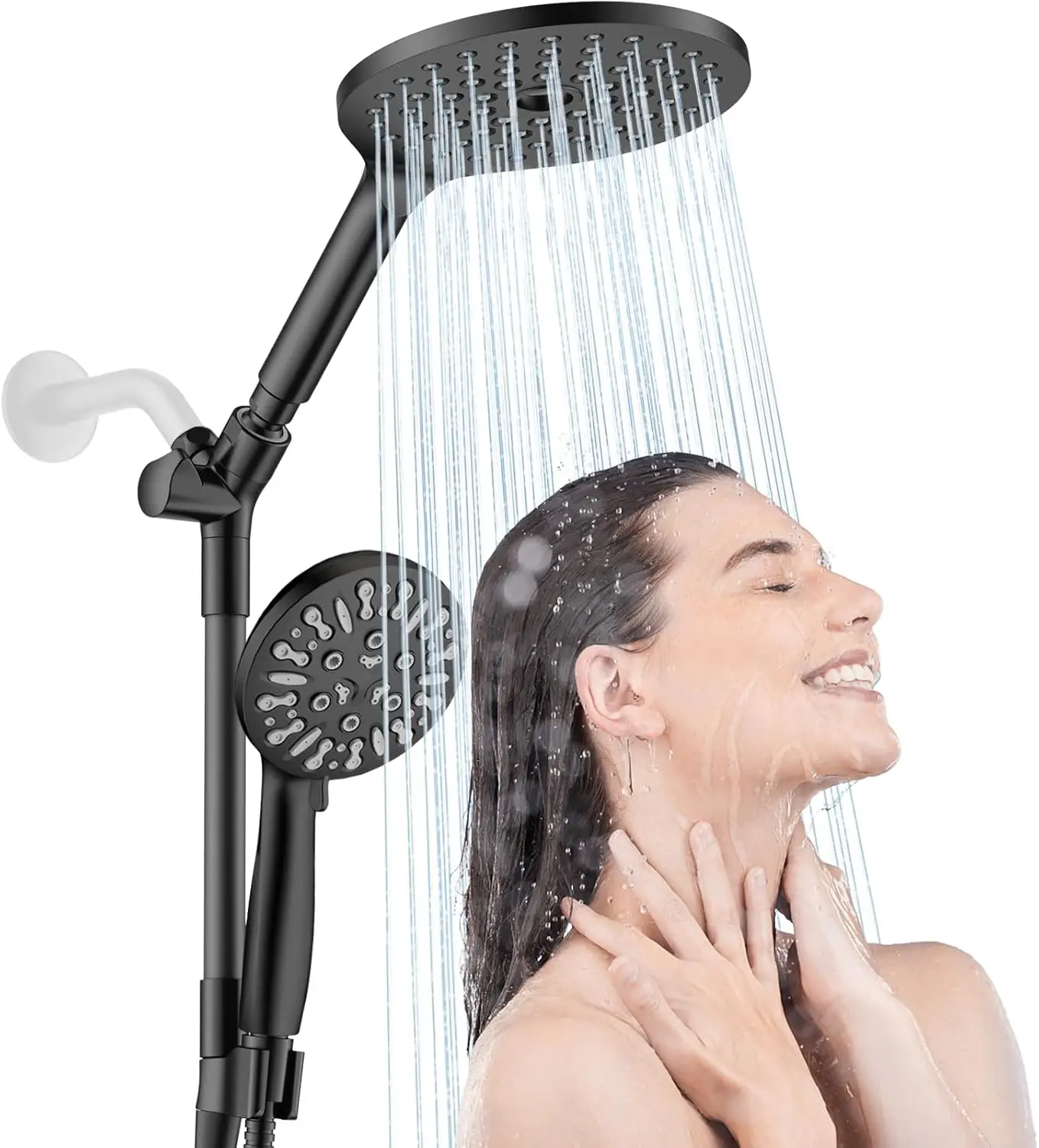 Dual Shower Heads with Handheld Spray, 7.5Rainfall Shower High Pressure Double Shower 9 Modes Hand Showerhead with 78 Hose