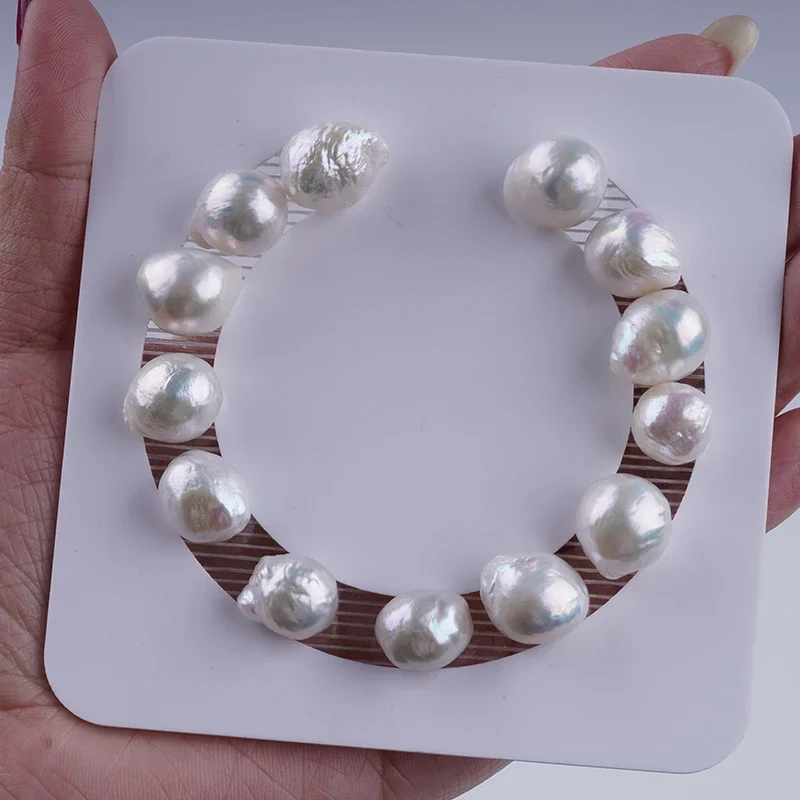 11-14mm Natural Freshwater Pearl Baroque Drop Shape Semi-finished Bracelet Pearls Loose 18cm