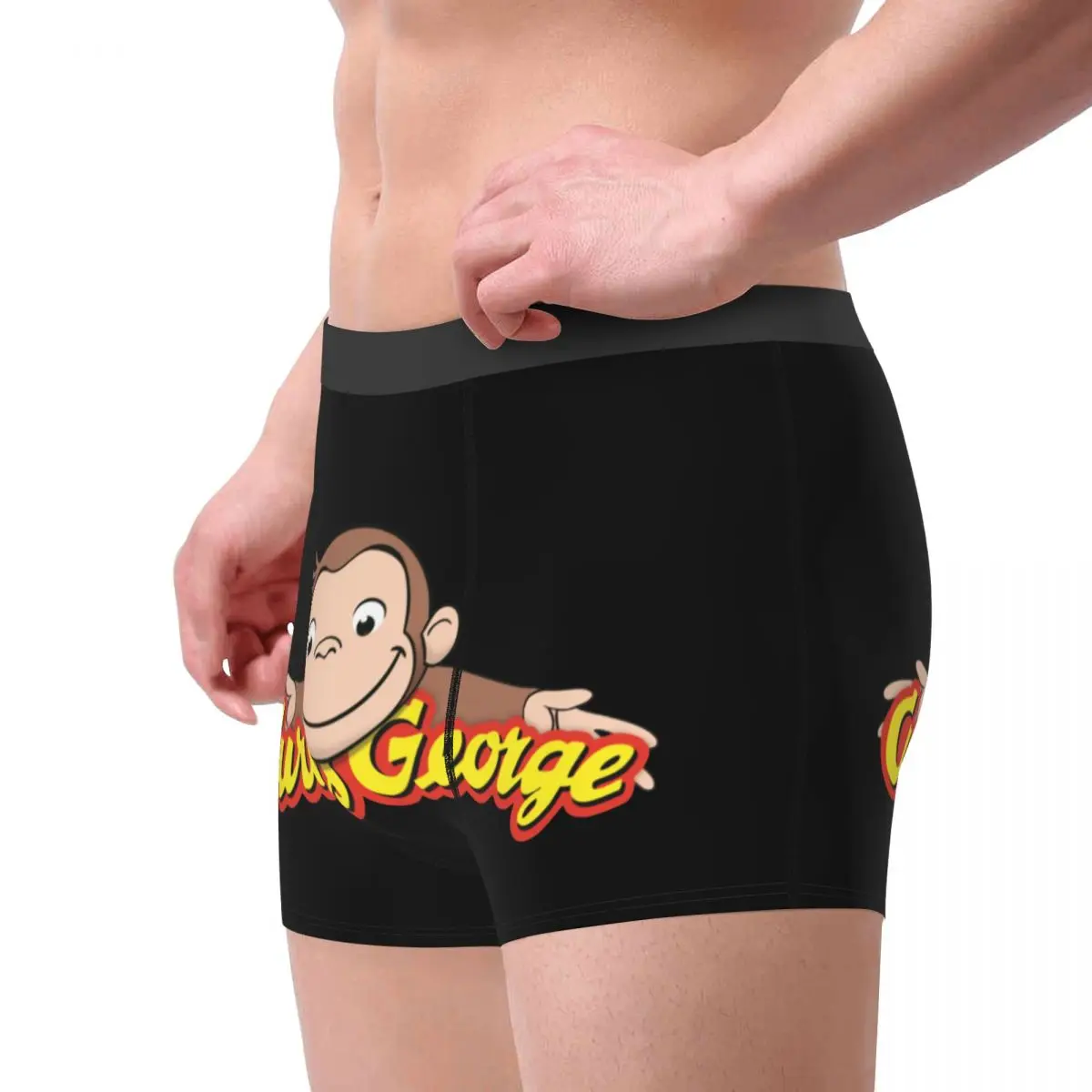 Men's Curious George Cartoon Kids Underwear Brown Monkey Funny Boxer Briefs Shorts Panties Homme Breathable Underpants S-XXL