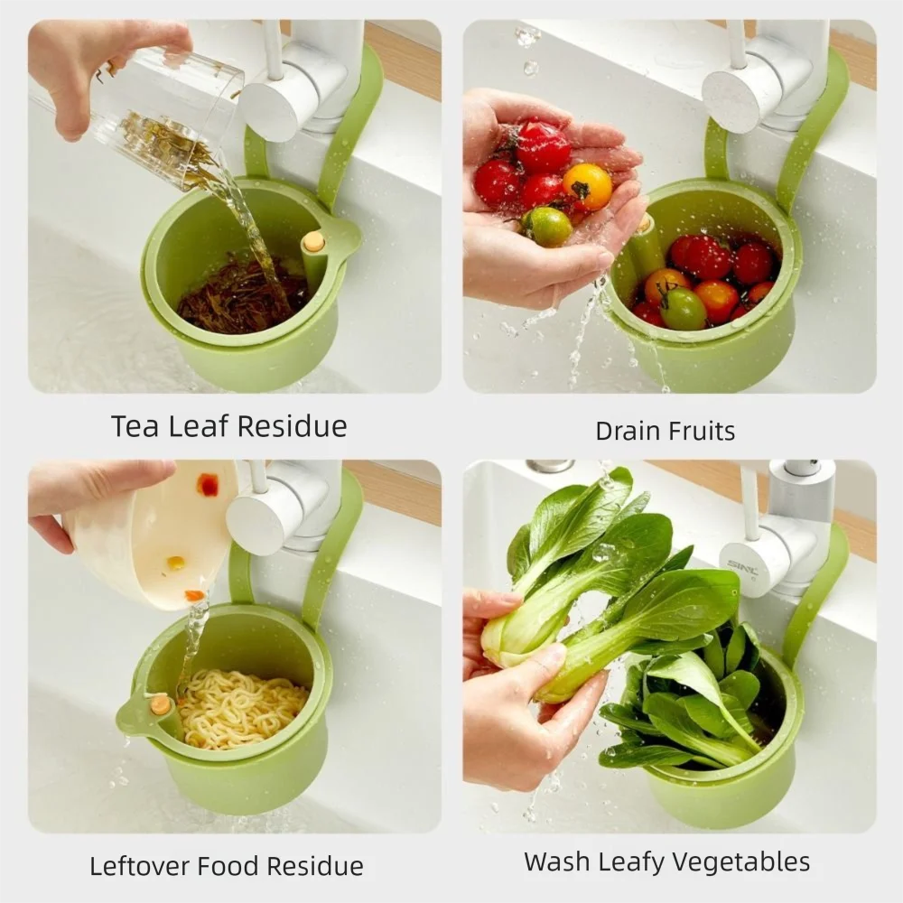Creative Sink Hanging Strainer Basket Openable Bottom Cover Detachable Fruit Clean Filter Rack Multifunctional Easy To Clean