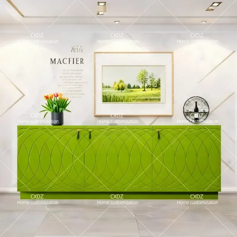 Nordic Painted Dining Side Cabinet Creative Art Entrance Storage Modern Simple Solid Wood Tea Cabinet Locker Complete