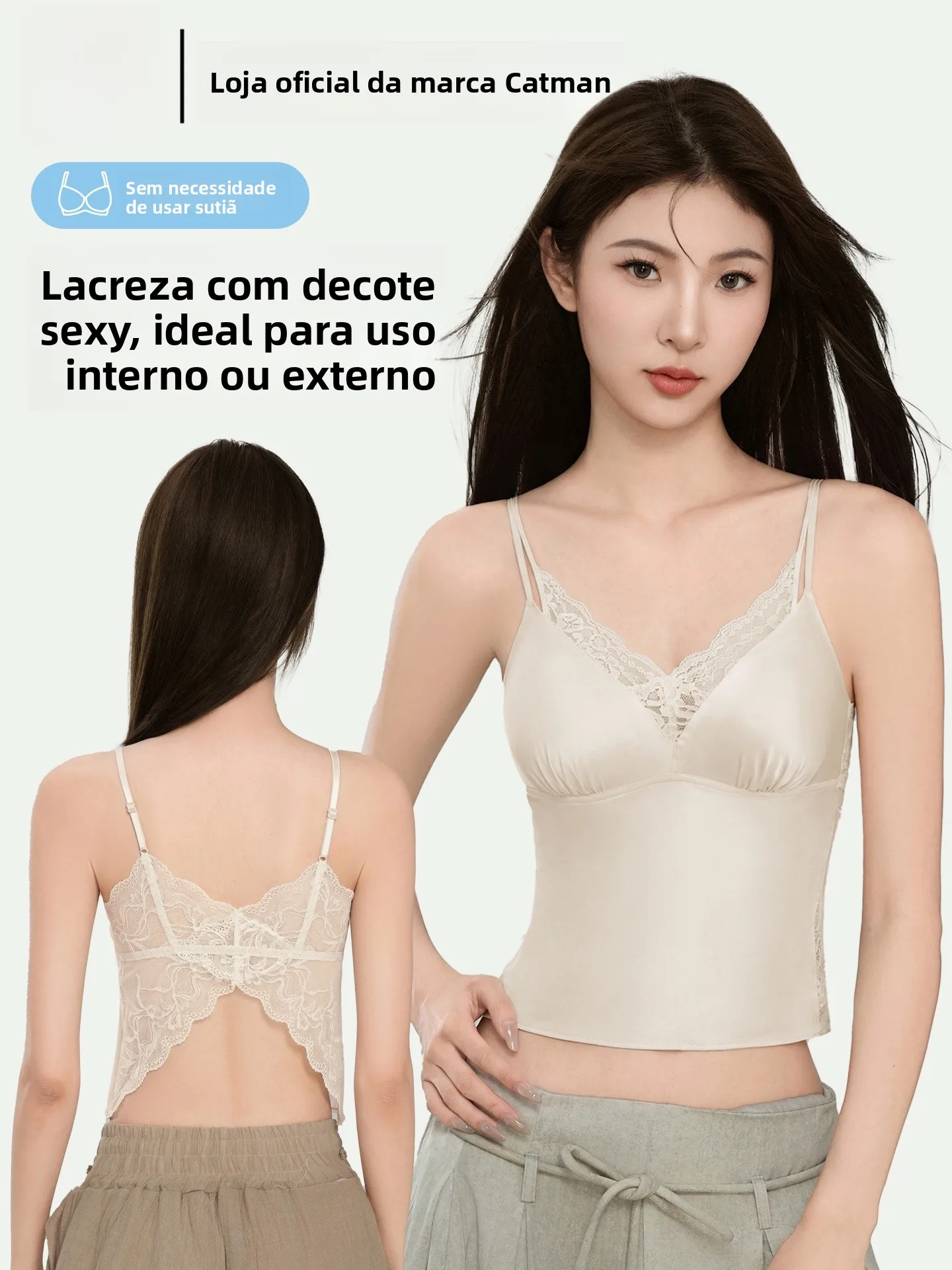 調節可能なストラップ付きレースクロップトップ、バタフライバックレスベースシャツ、セクシーなスタイル、無地ナイロン生地、女性用下着-タンクトップ