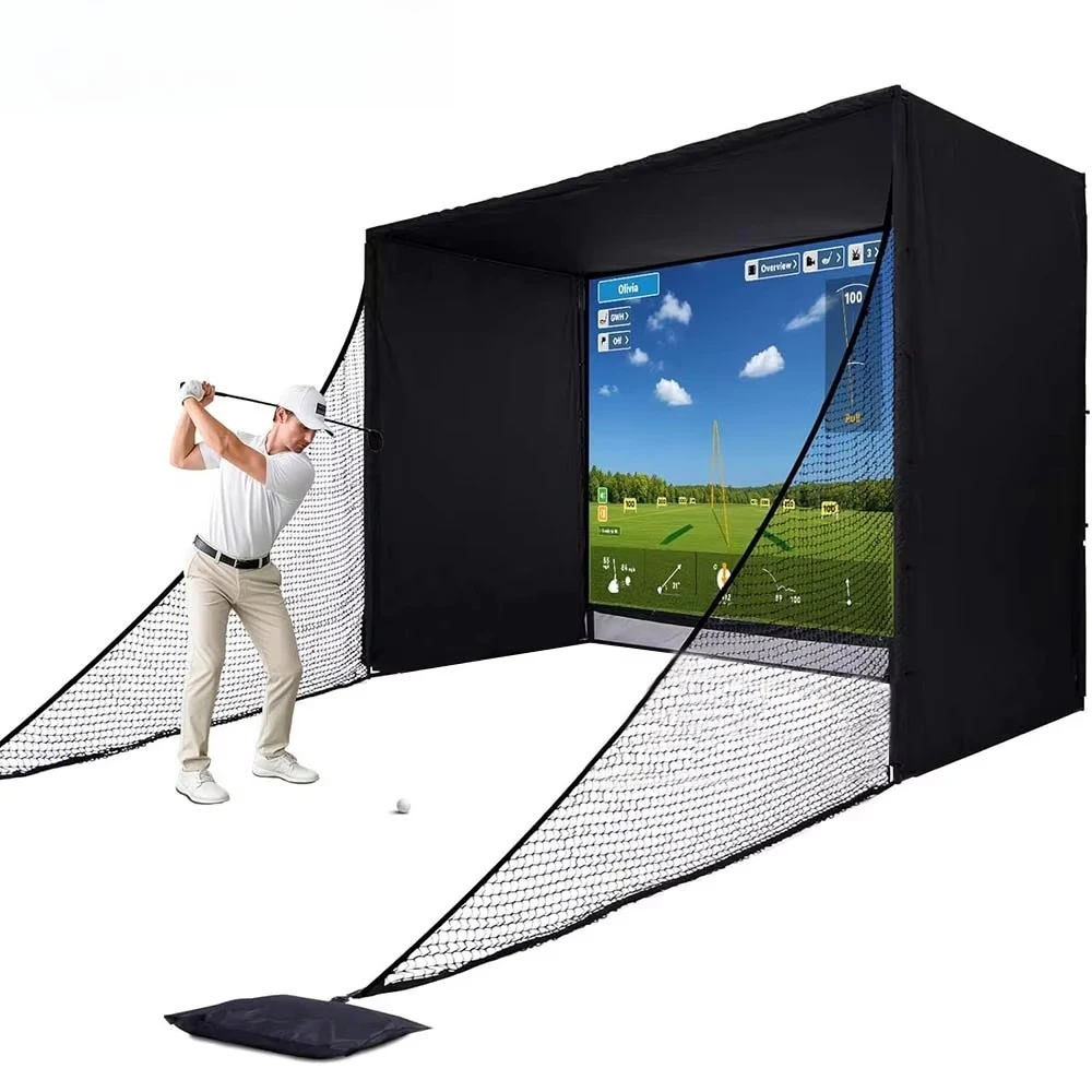 

Outdoor Golf Training Simulator Cage Sports Practice Golf Simulator Enclosure With Impact Netting and All Poles
