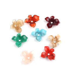 30 Pieces 25*27mm Retro Acrylic Three-dimensional Petal Flower Holder Beads DIY Jewelry Making Clothing Accessories Materials