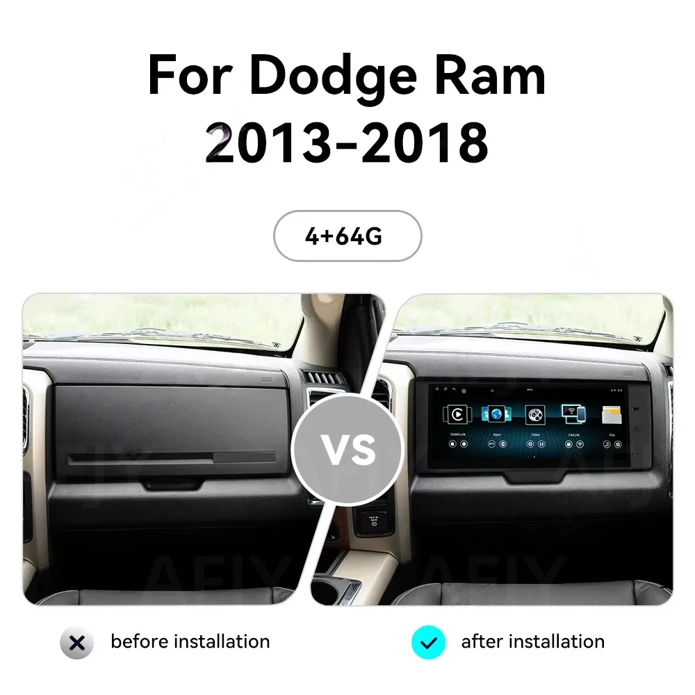 Android Auto Wireless Carplay Car Co-pilot Display For Dodge Ram 1500 2500 3500 2013 2014-2018 Radio Passenger Multimedia Player