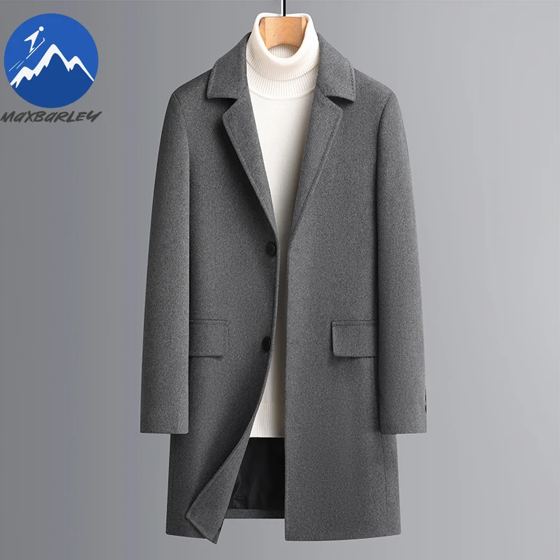 

Maxbarley Premium Wool Coat Men Outdoor Office Windproof Wool Jacket Casual Daily Wear Thickened Warm Comfortable Outerwear