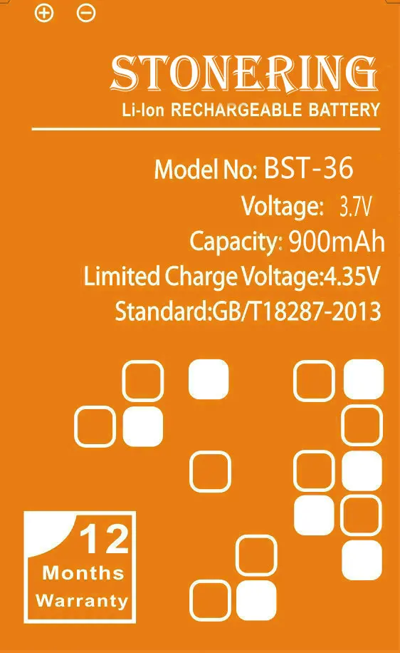 Stonering 900mAh BST-36 Battery for Sony Ericsson J300 J300C K510i Z550a Z550C Z550i Z558 K320 K310i  K310 K310c  W200 X0001