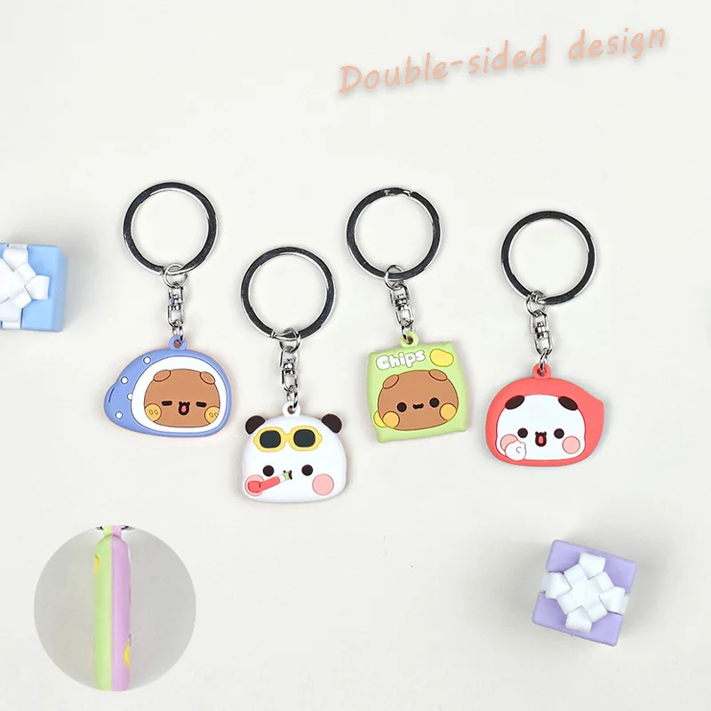 

2026 Anime Dudu Bubu 3D Double-Sided Pattern Keychain Panda figure for Accessories Bag Key Chain Jewelry Fans Couple Love Gifts