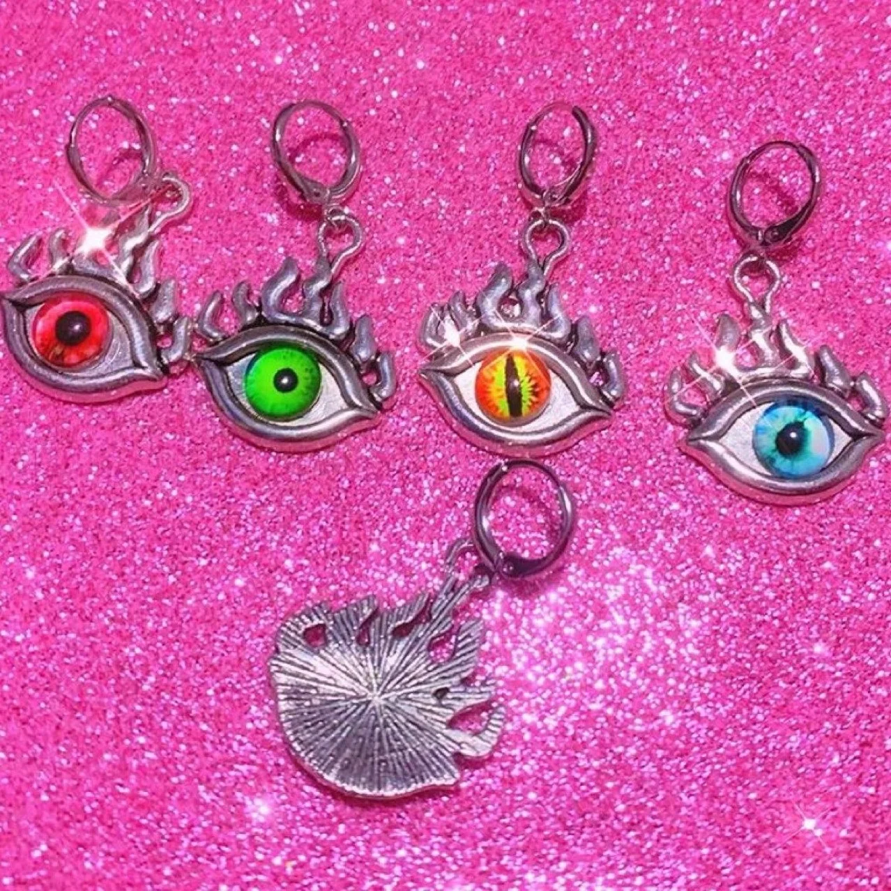 Sky Eye Evil Earrings Personality Titanium Steel Eyes Alternative Personality Hip Hop Earrings