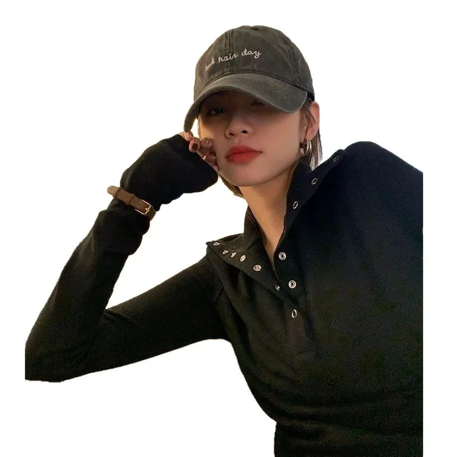 レディース Tシャツ アウター ボタンアップ フレッシュ スイート スタイル スリムフィット 長袖 ベースTシャツ インナー ポリエステル繊維 無地